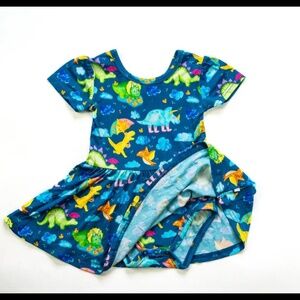 Glimmers Bamboo dinosaur twirl dress
